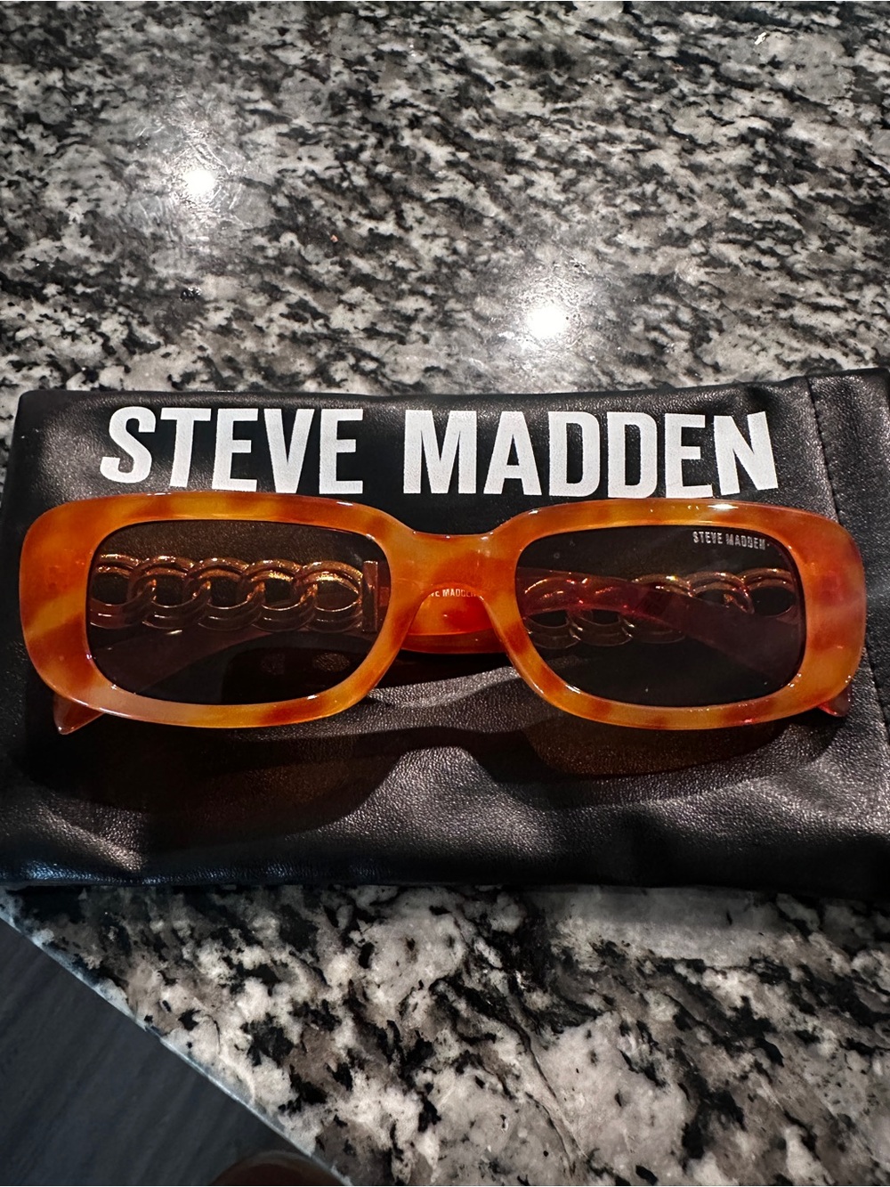 Steve Madden Amber Tortoise Chain-Temple Sunglasses